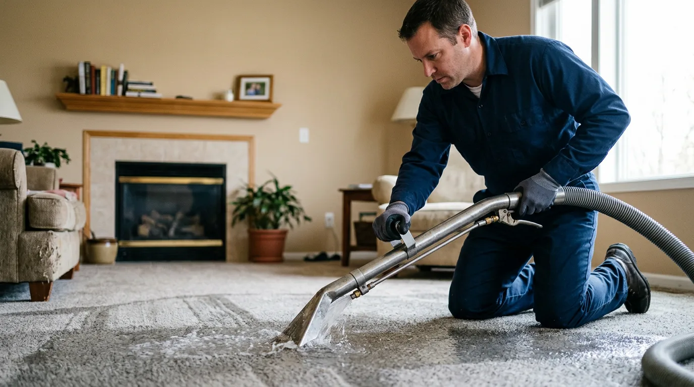 Water damage restoration technician working near Saint Francis, KS